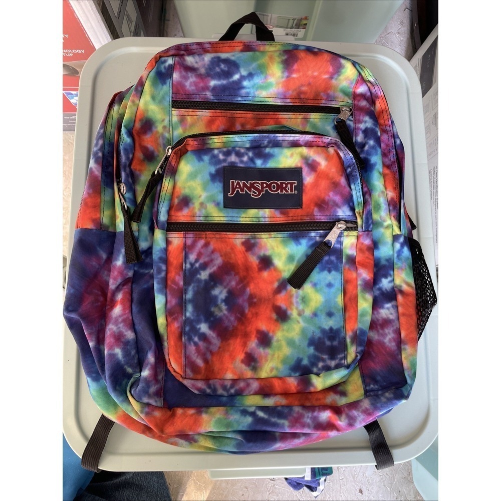 JANSPORT RED/MULTI HIPPIE DAYS BIG STUDENT SCHOOL BACKPACK/LAPTOP POUCH